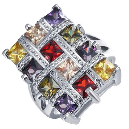 Fashion Woman Jewelry 925 Sterling Silver Gemstone Tanzanite Ruby Topaz Peridot Ring Size 6 7 8 9 10 11 12