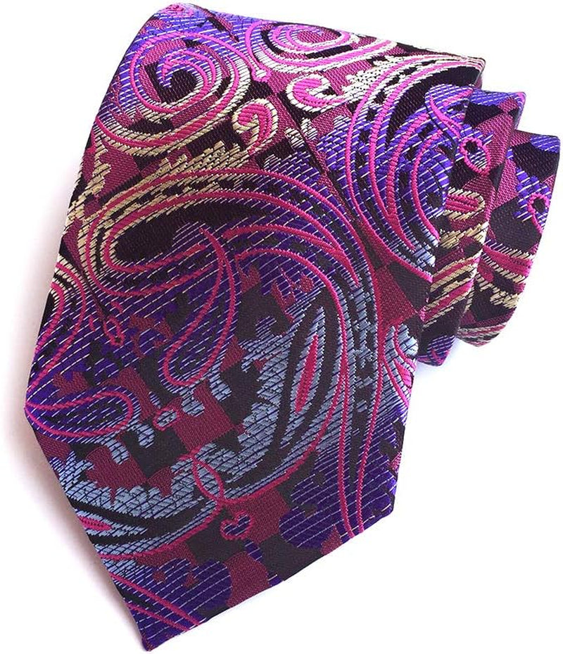 3.15"(8Cm) Fashion Striped Paisleyties Mens Plaid Flower Necktie for Wedding