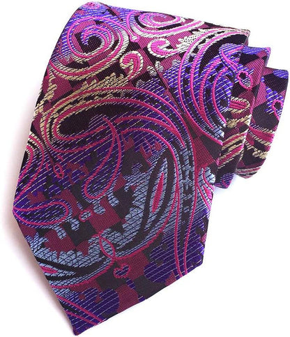 3.15"(8Cm) Fashion Striped Paisleyties Mens Plaid Flower Necktie for Wedding
