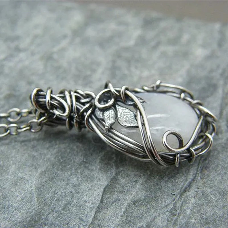 Moon Shape Moonstone Pendant Necklace For Women Female Fashion Jewelry Gifts For Girl
