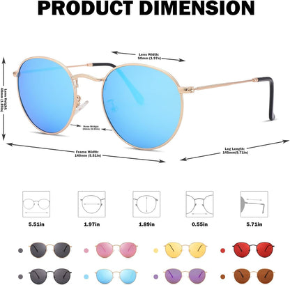 Small round Metal Polarized Sunglasses for Women Retro Designer Style