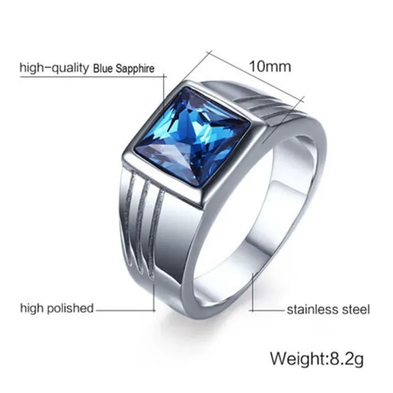 New Jewellery 925 Silver Filled Blue Sapphire Men Ring Set Gift Size 7/8/9/10/11/12/13/14