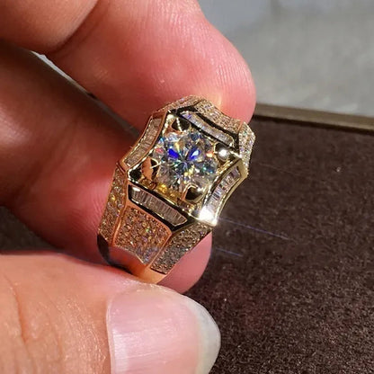 Fashion Men'S Accessories Gold Plated Silver Color Cubic Zirconia Rings Mens Zircon Ring Engagement Wedding Band Ring Fashion Jewelry Size 6-13