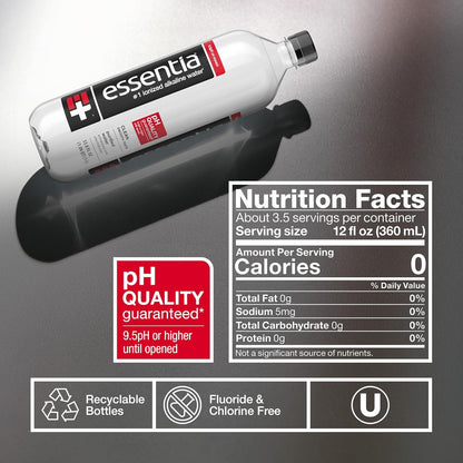 , 99.9% Pure, Infused with Electrolytes for a Smooth Taste, Ph 9.5 or Higher; Ionized Alkaline Water, Black, 42.3 Fl Oz (Pack of 12)