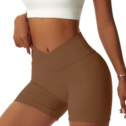 Women'S Workout Gym Shorts Booty V Cross Spandex Yoga Biker Shorts Scrunch Butt High Waisted Athletic Leggings - WORLD TIME VISITS