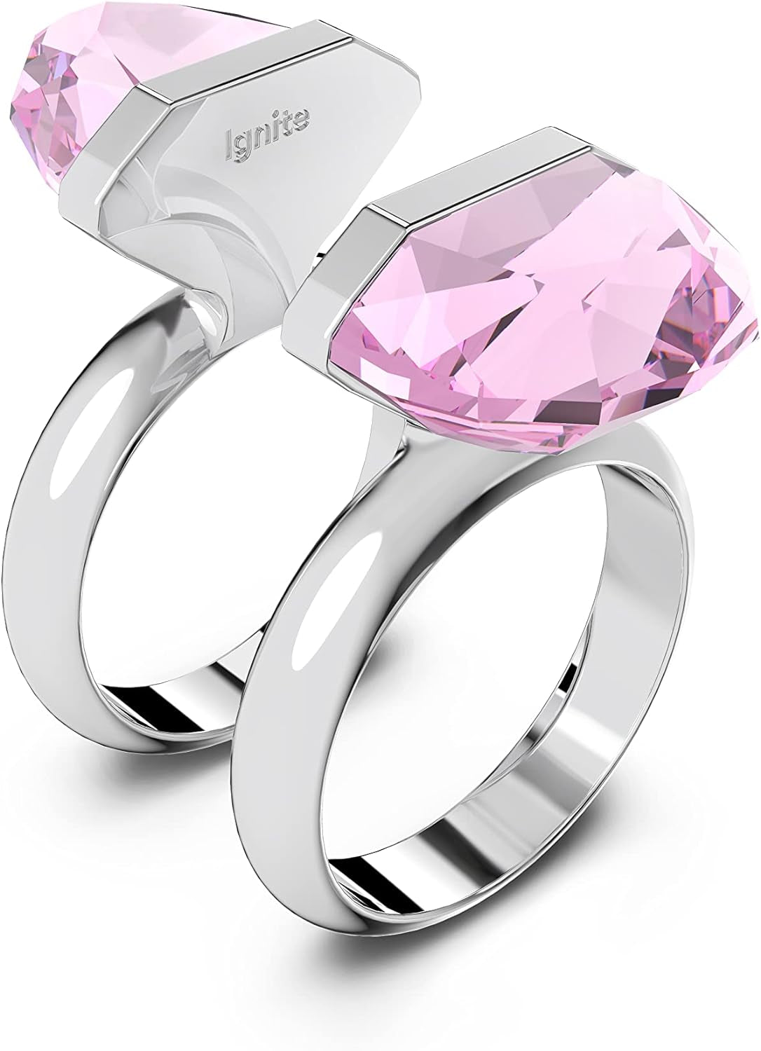 Lucent Crystal Ring Jewelry Collection, Rhodium Tone Finish, Pink Crystals