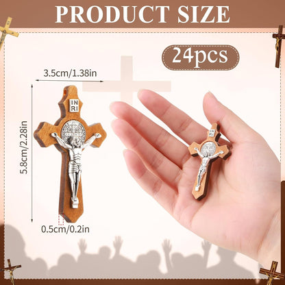 Handmade Wooden Christian Jesus Cross Pendants Catholic Crosses Religious Crucifix Charms Pendants for DIY Rosary Necklace Jewelry Charms Making Craft for Church Easter Christian Gift