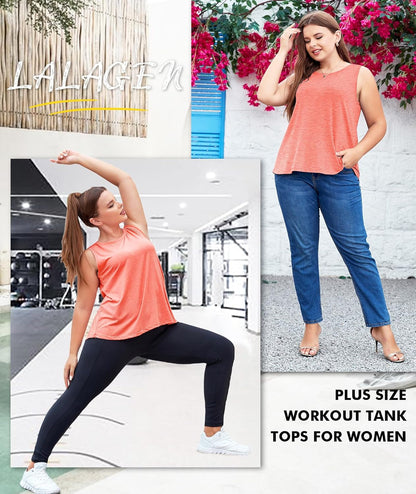 plus Size Womens Workout Tank Tops Sleeveless Flowy Yoga Athletic Running Shirts - WORLD TIME VISITS