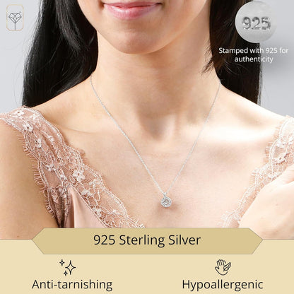 Dancing Diamond Necklaces for Women | Sterling Silver Diamond Necklace with 18 Inch Chain | Real Diamond Pendant Necklaces | Diamond Jewelry for Women