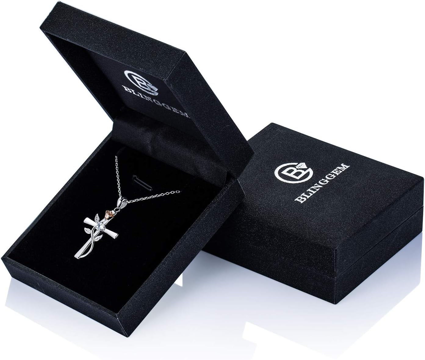 Cross Necklace for Women 925 Sterling Silver Birthstone Necklace for Womens Cross Pendant 5A Cubic Zirconia 12 Birth Months Birthday Gifts for Women Wife Her