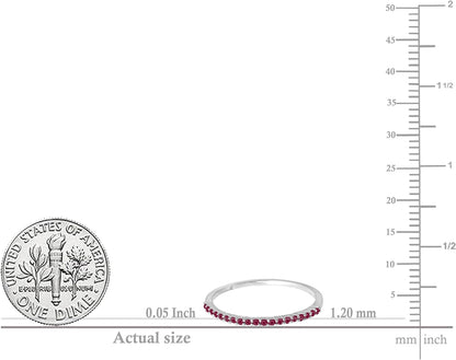 round Ruby Dainty Half Eternity Style Wedding Band for Women | Available in 10K/14K/18K Gold