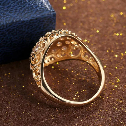 Retro Fashion Micro Pave Cubic Zirconia Gold Rings for Women Daily Casual Accessories Vintage Jewelry