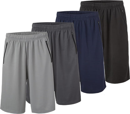 4 Pack: Men'S Dry-Fit Sweat Resistant Active Athletic Performance Shorts - WORLD TIME VISITS