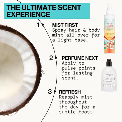 Beauty, Indian Coconut Nectar Hair Perfume & Body Spray, Coconut and Creamy Vanilla Scent, Natural & Essential Oils, Alcohol Free, Clean Fragrance, Vegan & Cruelty Free