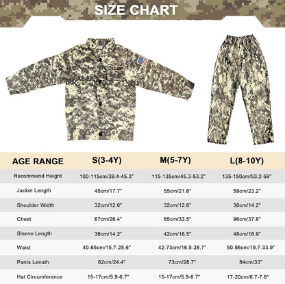Army Costume for Kids, Military Soldier Costumes for Boys, Halloween Costumes Dress up Role Play Set