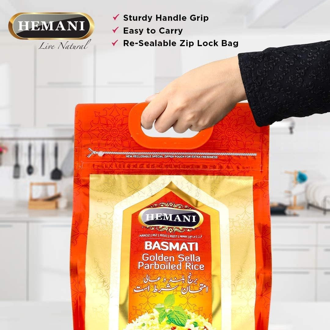 Basmati Golden Sella Parboiled Rice 11LB - Great Value Savings - 1 LB FREE - Easy to Cook - Low Glycemic Index (4 Pack: 44 Pounds)