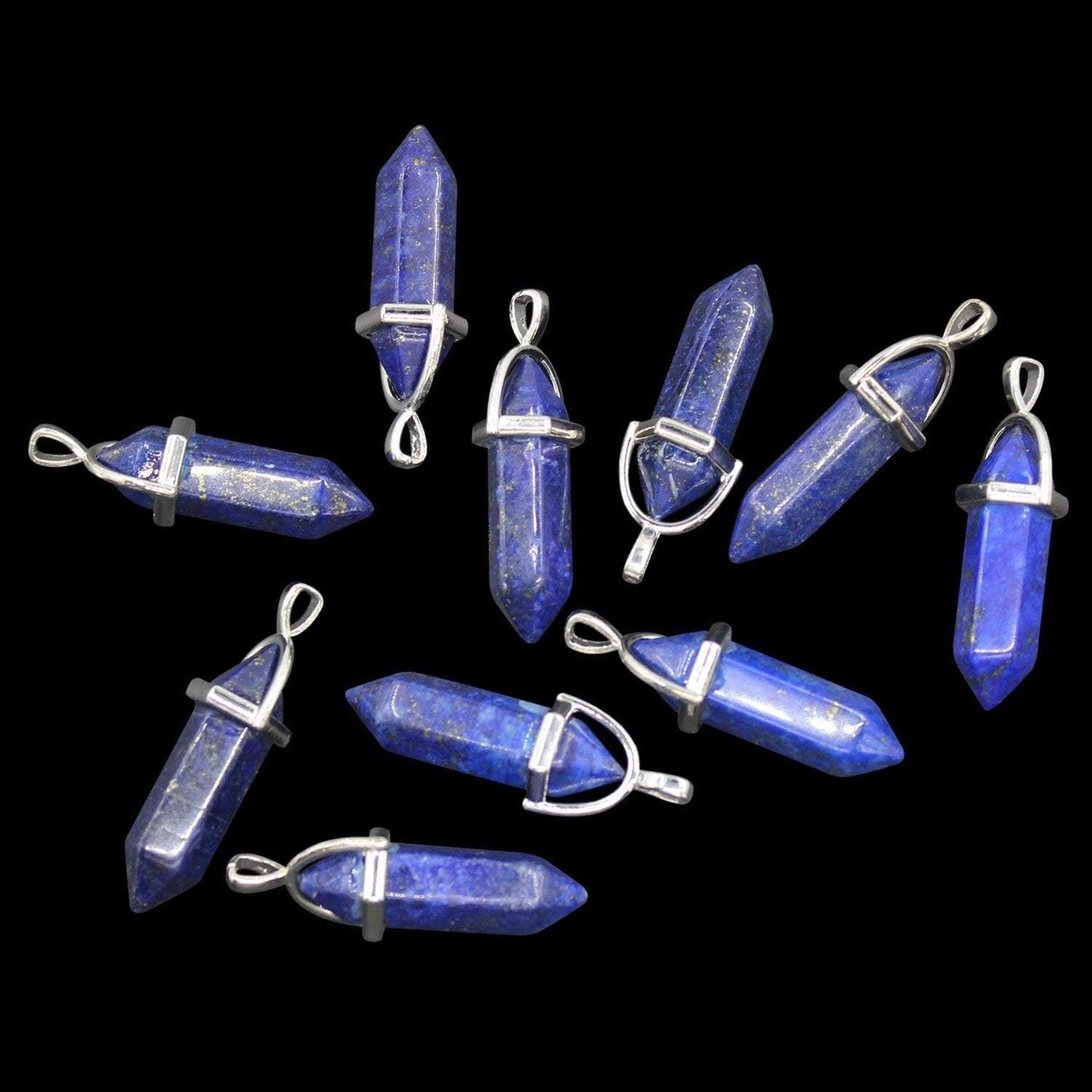 Wholesale 10PCS Natural Lapis Lazuli Hexagonal Stone Healing Point Chakra Pendants Bulk Charms for Jewelry Making