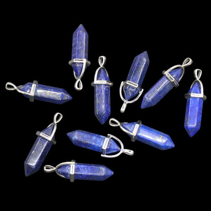 Wholesale 10PCS Natural Lapis Lazuli Hexagonal Stone Healing Point Chakra Pendants Bulk Charms for Jewelry Making