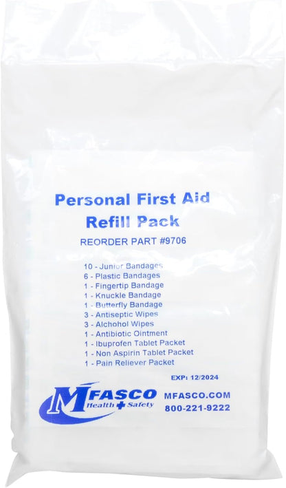 First Aid Fill Kit Refill Pack - Hurt Ease Meds, 29Pc First Aid Supplies - Travel or Personal Kits, Essential Medical Items, Compact Size, Emergency Refill, 4 X 3 X 0.5 Inches