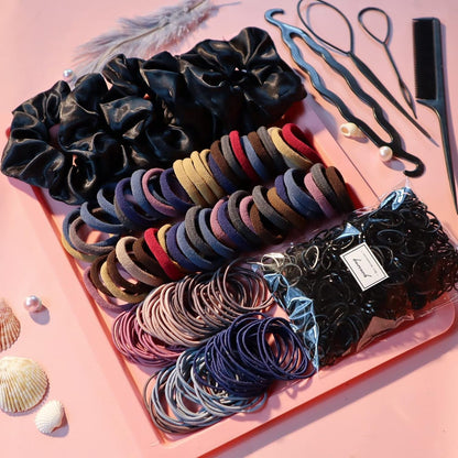 755PCS Hair Accessories for Woman Set Seamless Ponytail Holders Variety Hair Scrunchies Hair Bands Scrunchy Hair Ties for Thick and Curly (Mix)