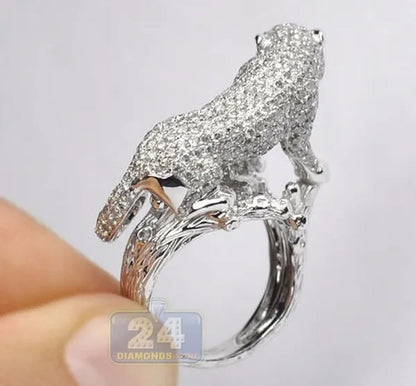 Sparkling 925 Sterling Silver Natural Gemstone White Sapphire Leopard Ring Party Unique Jewelry Gifts Size  6 7 8 9 10 - WORLD TIME VISITS