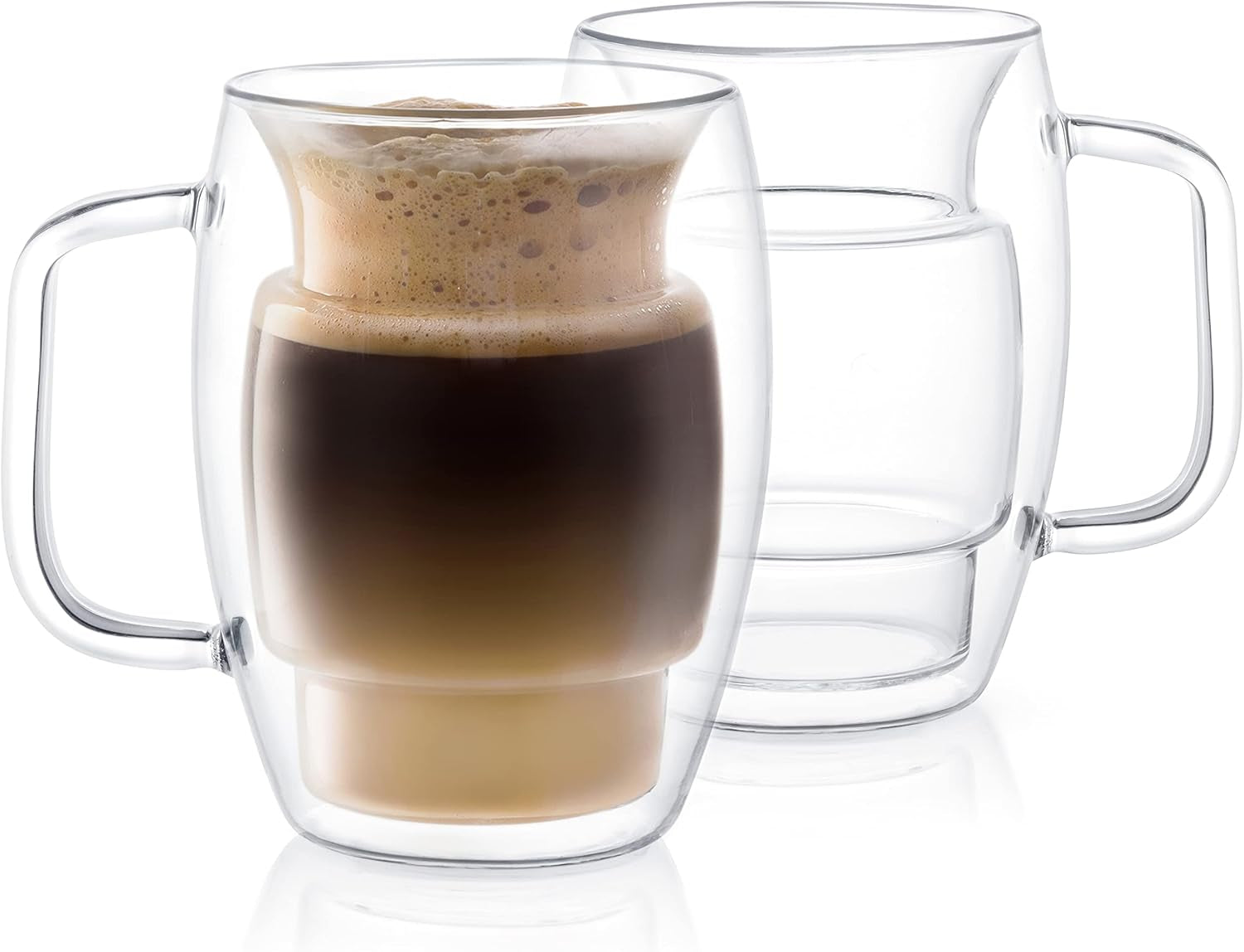 Cadus Glass Coffee Cups Double Wall Insulated Mugs Set of 2 Latte Glasses, 16-Ounces. - WORLD TIME VISITS