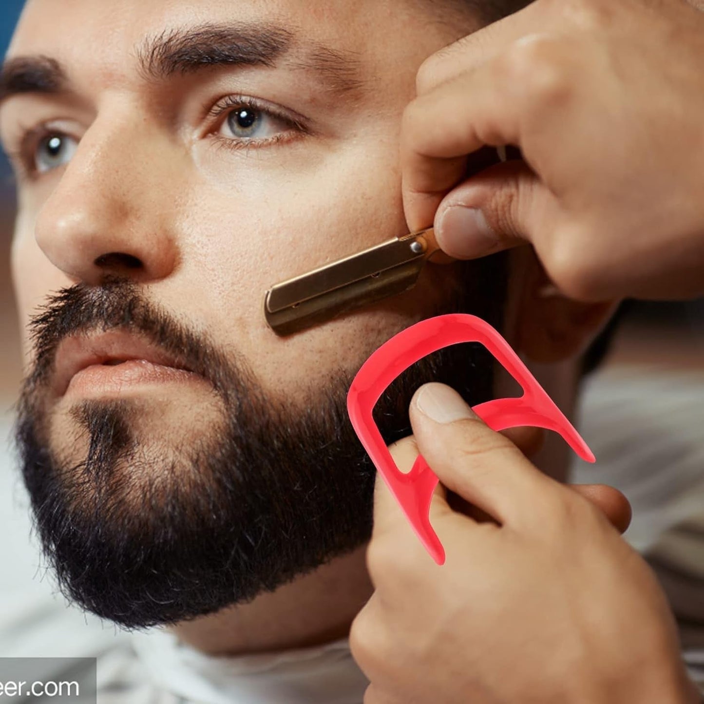 Goatee Shaving Template Shaping Edge up Tool for Goatee Trimming Lineup Beard Grooming Kit for Men One Size Fits All Self Cut Guide Use Barber Supplies 2Pcs