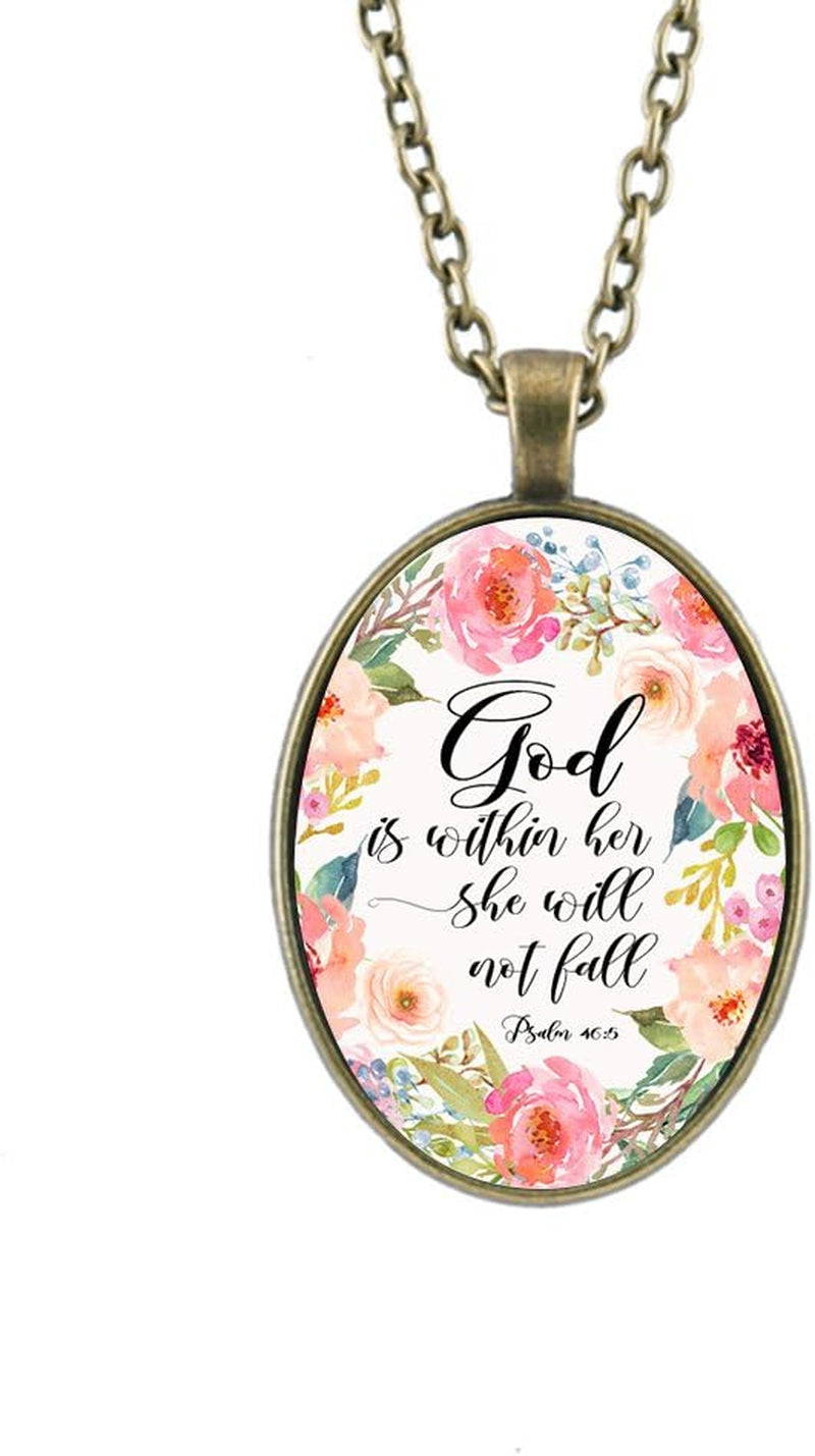 Inspirational Necklace for Women Mom Christian Gift Faith Necklace Religious Scripture Jewelry 5Pcs