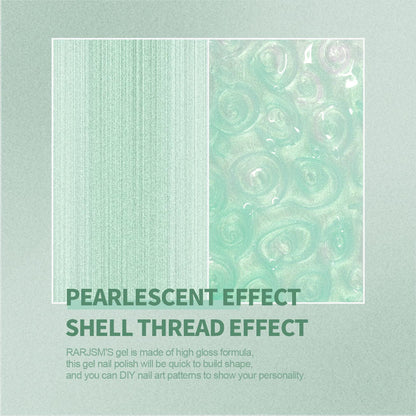 Pearl Gel Nail Polish, Glitter Drawing Gel Polish Light Green Shimmer Mermaid Nail Gel Soak off UV Gel for Salon Home DIY Manicure Use