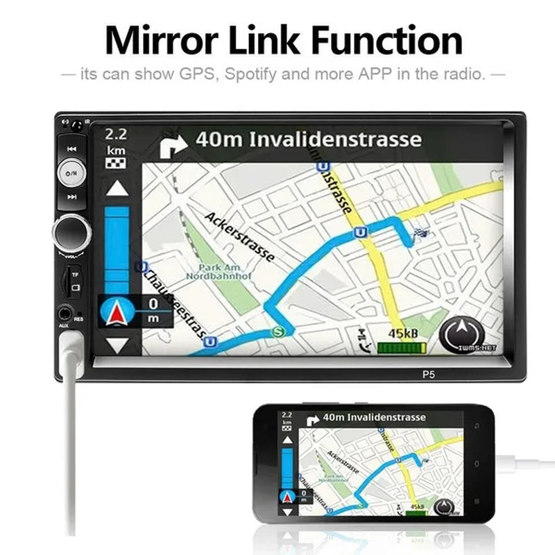 New 7" HD Bluetooth Touch Screen Double DIN Car Stereo Radio MP5 Player HD FM/USB/AUX RC SD with Backup Camera(Optional)