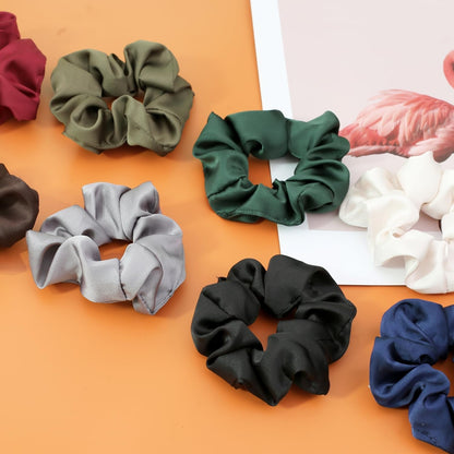 Scrunchies for Hair Sleep, Premium Satin Soft than Silk for Women Curly Hair, Cute Bands Ties for Girls Thin | Thick Hair Styling, 12 Pack, Black