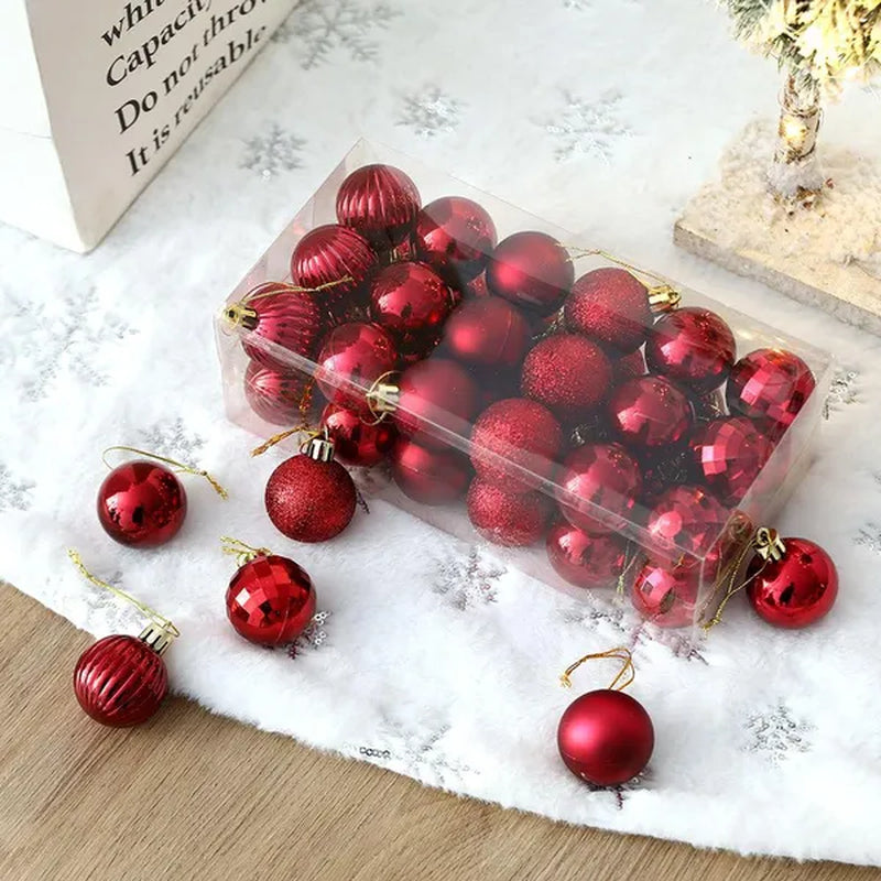 36Pcs/Box 4CM Glitter Christmas Balls Xmas Tree Hanging Pandent Balls Rose Gold Silver Green Red Blue New Year Christmas Home Decor