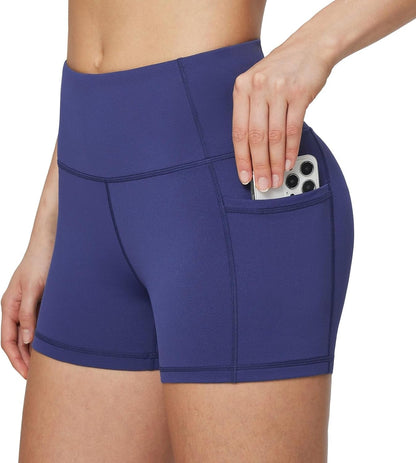 Women'S 8"/ 5"/ 3" Biker Shorts High Waist Yoga Workout Gym Running Volleyball Spandex Shorts with Pockets - WORLD TIME VISITS