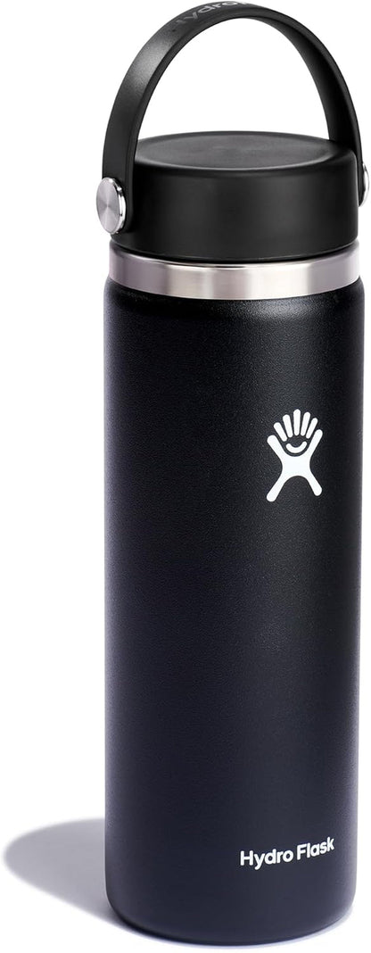 Wide Mouth Vacuum Insulated Stainless Steel Water Bottle with Leakproof Closeable Lid for Cold Water Drinks, Sports, Travel, Car and School - WORLD TIME VISITS