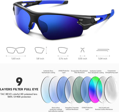 Polarized Sports Sunglasses for Men Women Youth Baseball Fishing Cycling Running Golf Motorcycle Tac Glasses UV400