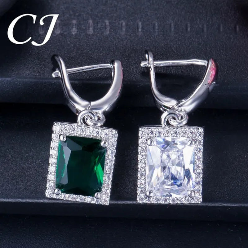 CANDICE Top Grade Bright Square Yellow Pave Sterling Silver Pendant Necklace Earrings and Ring with Tiny CZ Stone Jewelry 3 Pcs Sets for Women Dress Accessories