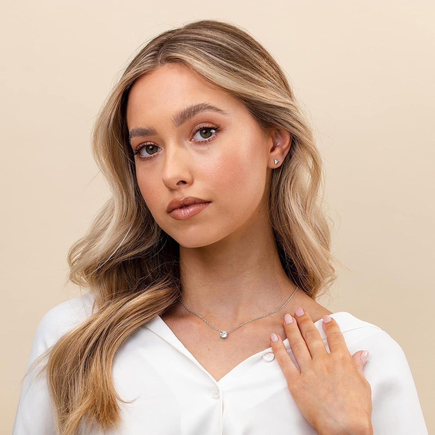 14K Gold Plated Crystal Solitaire 1.5 Carat (7.3Mm) Cubic Zirconia Dainty Choker Necklace | Gold Necklaces for Women - WORLD TIME VISITS