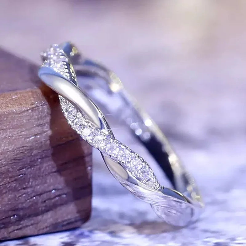 Diamond Ring Engagement Ring  Diamond Anniversary Twined Vine Simple Infinity Eternity Ring Bridal Women Promise Ring Anniversary Gold Wedding Bands Size 4-10 - WORLD TIME VISITS