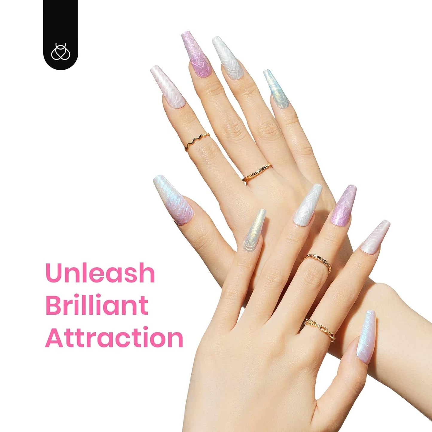 Beetles Pearl Gel Nail Polish 6 Colors Shimmer Glitter White Pink Blue Nail Polish Mermaid Gel Soak off Uv Led Spring Summer Gel Polish Swirl Thread Effect DIY Manicure Art Gift for Women
