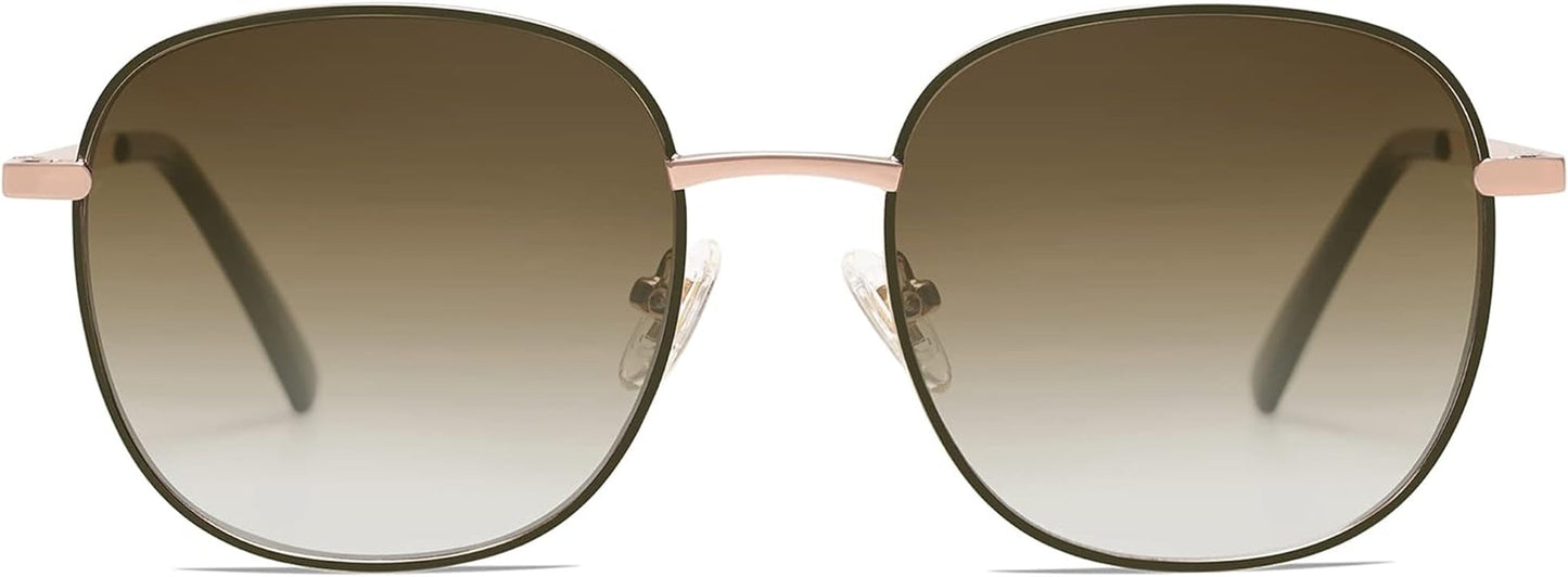 Classic Trendy Square Sunglasses for Women Men Cute Big Frame Gold Shades SJ1137