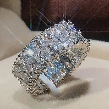 Engagement Ring White IF Diamond Jewelry Natural Gemstone Wedding Band Anniversary Gift Daily Casual Accessory Rings for Women Bride Size 5-10 - WORLD TIME VISITS
