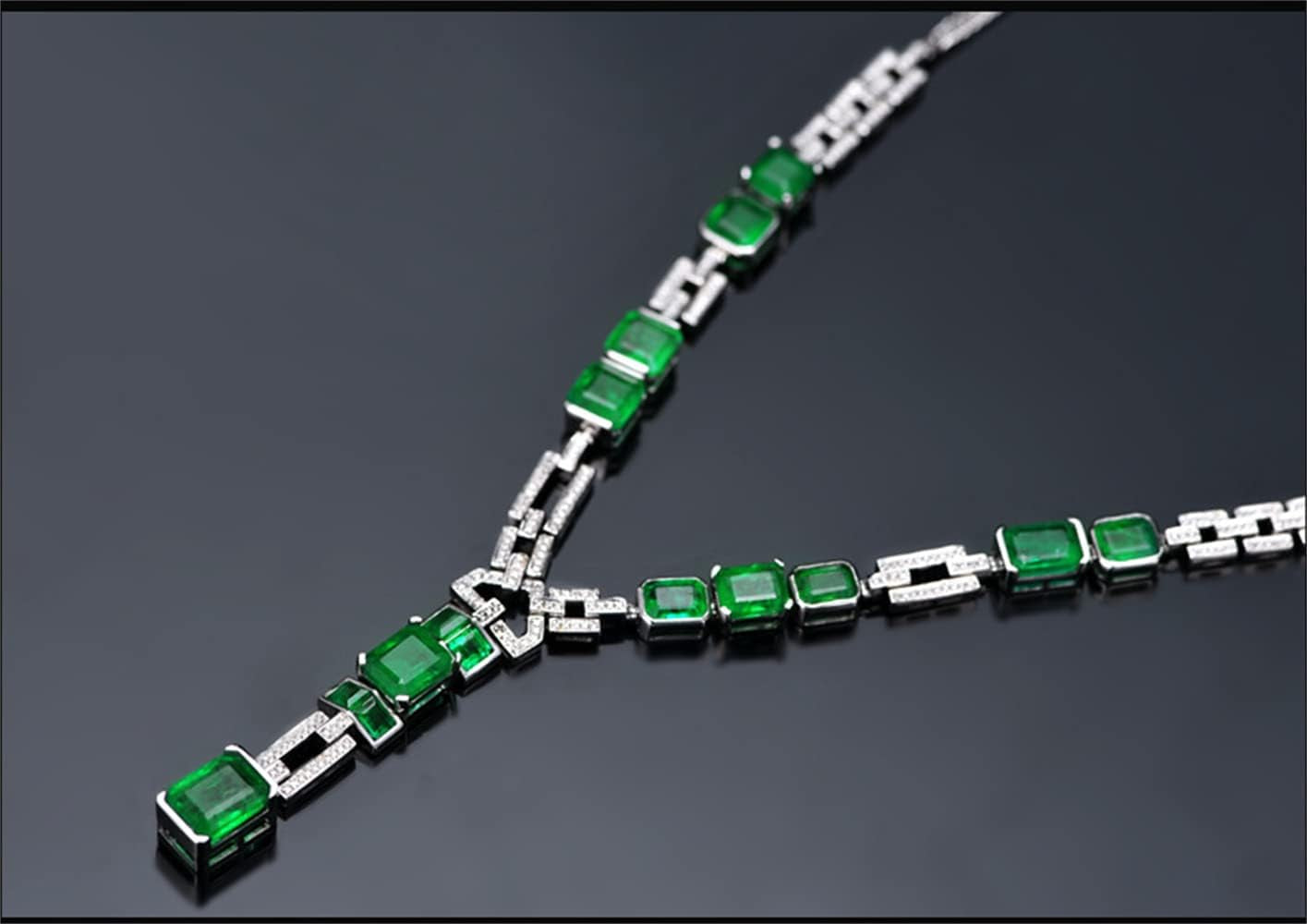 Luxury Simulation Emerald Necklace Pink Diamond Necklace Pigeon Ruby Square Diamond Necklace Purple Zircon Necklace