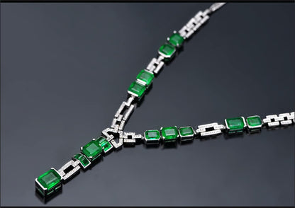 Luxury Simulation Emerald Necklace Pink Diamond Necklace Pigeon Ruby Square Diamond Necklace Purple Zircon Necklace