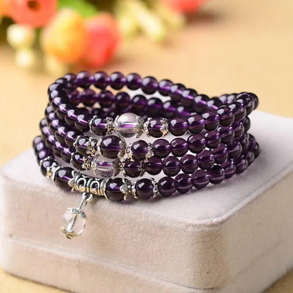 Handmade Stone Amethyst 6MM 108 Beads Bracelet Spirituality