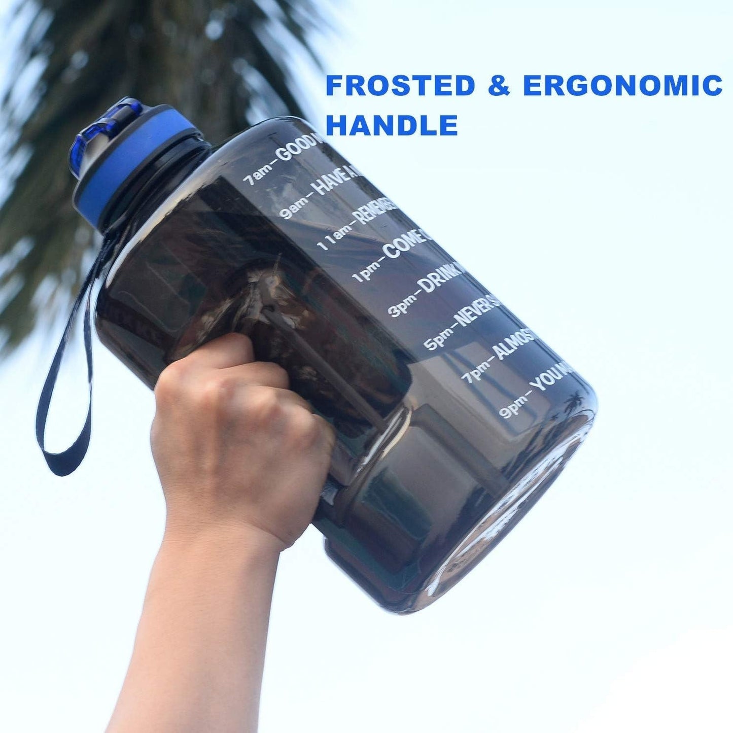1 Gallon Motivational Sports Water Bottle with Time Marker, BPA Free 128Oz Leak Proof Jug, Black, Plastic, 128 Ounces, Fitness, Sports, Outdoor Activities - WORLD TIME VISITS