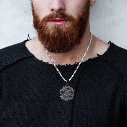 St Michael Necklace for Men, Seal of the 7 Archangels Pendant Protect Necklace Stainless Steel Mens Spiritual Talisman Protection Amulet Healing Jewelry Saint Michael Pendants