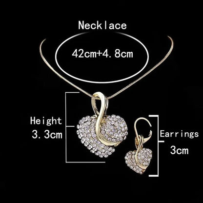 Elegant 1Set Fashion Cubic Zirconia Ladies Party Ruby Sapphire Heart Shape Necklace Earring Set Female Gifts Bridal Jewelry Sets - WORLD TIME VISITS