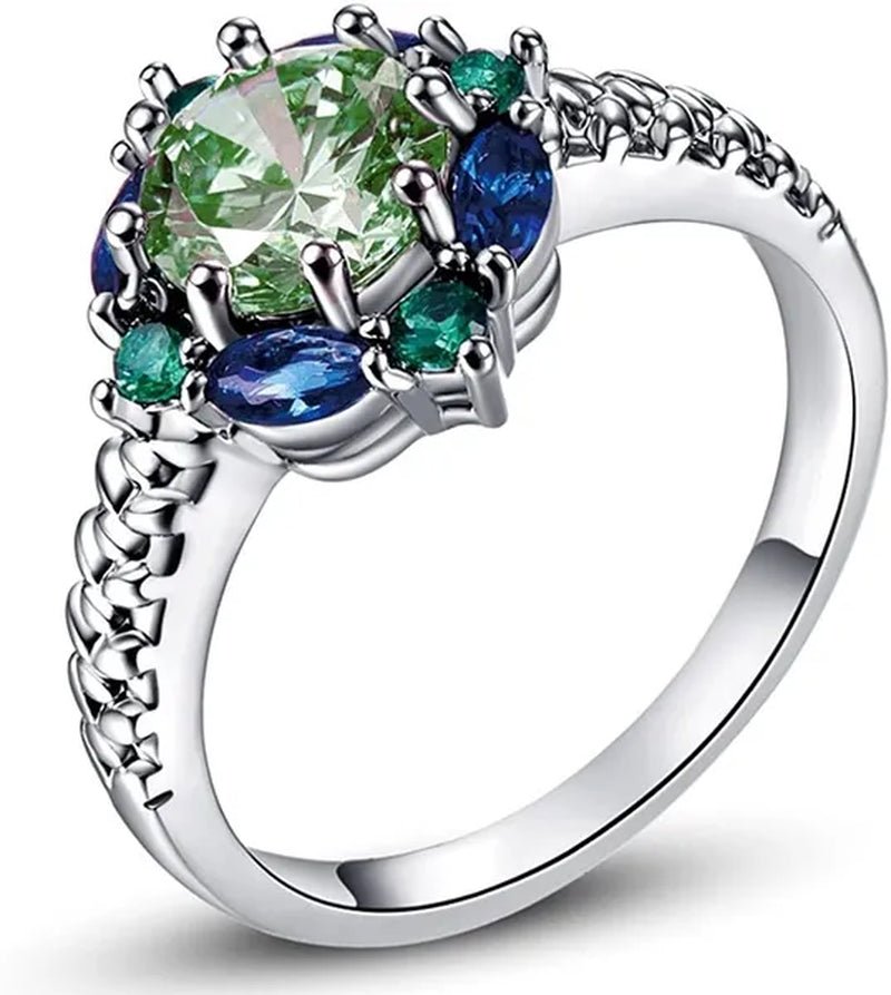 Elegant 925 Sterling Silver Emerald Women Rings Fashion Ruby Amethyst Wedding Party Jewelry Rings for Women - WORLD TIME VISITS