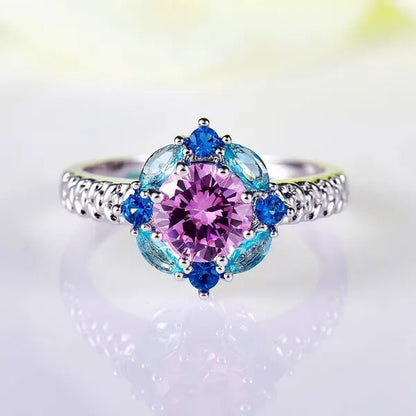 Elegant 925 Sterling Silver Emerald Women Rings Fashion Ruby Amethyst Wedding Party Jewelry Rings for Women