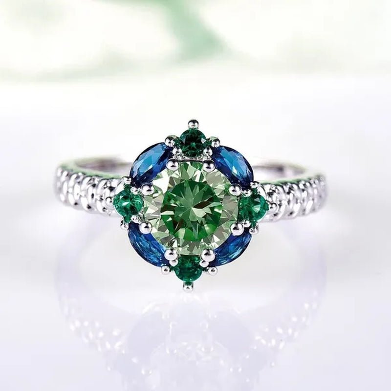 Elegant 925 Sterling Silver Emerald Women Rings Fashion Ruby Amethyst Wedding Party Jewelry Rings for Women